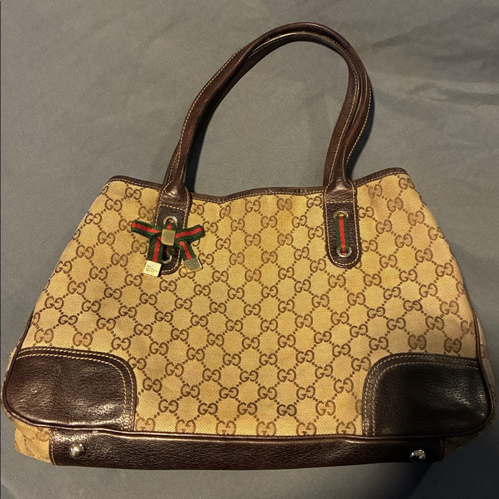 Gucci Tan and Brown Monogram Handbag